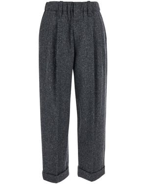 Brunello Cucinelli Pants 'Pants Donegal' With Welt Pockets And Blend Waistband - Gray