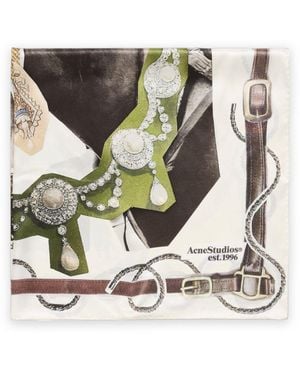Acne Studios Printed Silk Foulard - Gray