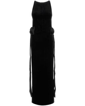 Self-Portrait Self Portrait Stretch Velvet Long Dress - Black