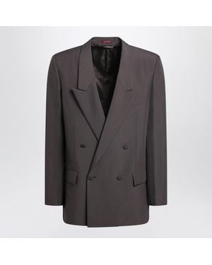 Gucci Double-breasted Jacket In Technical Panama - Black