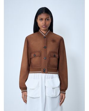Miu Miu Suede Bomber Jacket - Brown