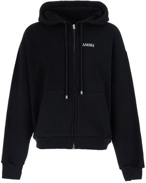 Amiri Hooded Zip Sweatshirt With Tech Fabric Patch - Black