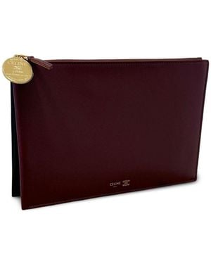 Celine Duo Leather Pouch - Purple