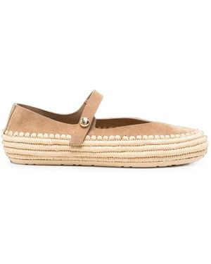 Loewe Paula's Ibiza Rio Suede And Rafia Ballets - White