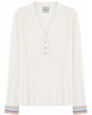 Paul Smith Solid V Neck Sweater - White