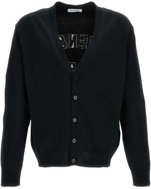 Givenchy Couture Seam Knit Cardigan With Paris Detail - Black
