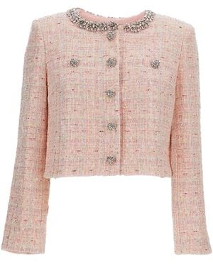 Self-Portrait Sequin Boucle Jacket - Pink