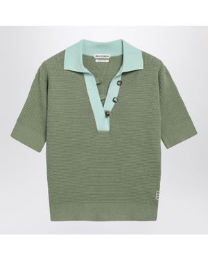 JW Anderson Waffle-Knit Short-Sleeve Polo Shirt - Green