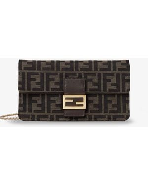 Fendi Wallet On Chain Tube Ff Zucca Fabric Crossbody Bag - White