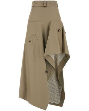 Burberry Solid Midi Skirt - Natural