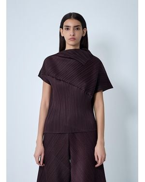 Pleats Please Issey Miyake Draped Pleated Shirt - Blue