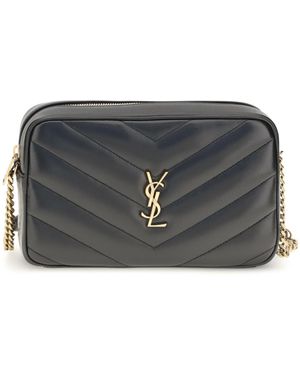 Saint Laurent Loulou Matelassé Leather Crossbody Bag - Gray