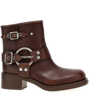 ショートブーツ・ブーティ Miu Miu Antiqued Leather Combat Boots Miu Miu Leather combat boots Miu Miu