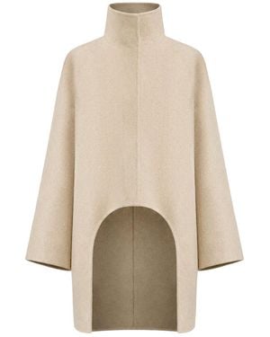 Alaïa Asymmetrical Cashmere Coat - Natural