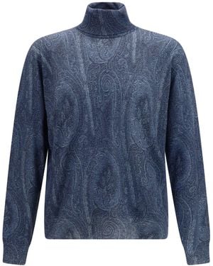Etro Printed Turtleneck Sweater - Blue