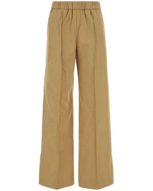 Jil Sander Camel Cotton Wide-Leg Pant - Natural
