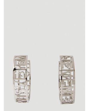 Vetements Logo Hoop Brass Earrings - White