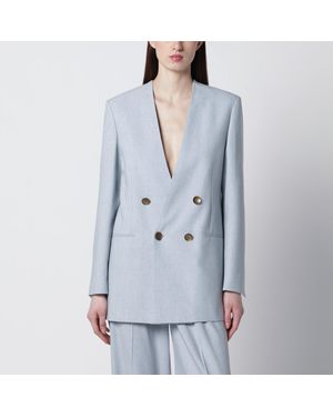Alberta Ferretti Light Double-Breasted Tweed Jacket - Blue