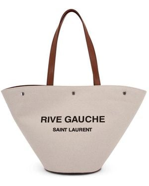 Saint Laurent Neutrals Tote Bags - White