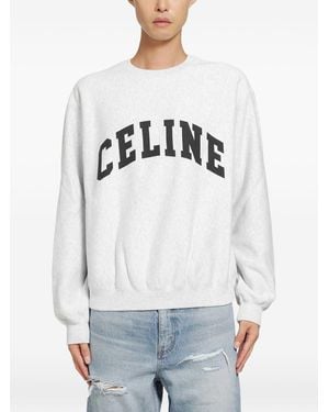 Celine Logo Cotton Sweatshirt - Gray