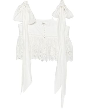 Chloé Embroidered Top - White