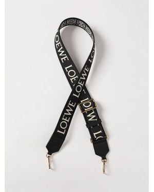 Loewe Adjustable Canvas And Leather Shoulder Strap With Jacquard Logo - Black