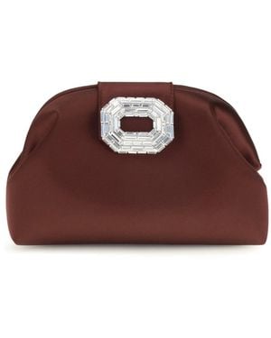 AMINA MUADDI Camelia Satin Clutch - Brown