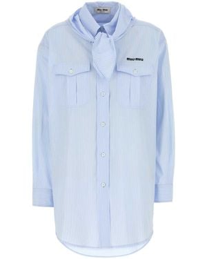 Miu Miu Regular Stripes Shirt - Blue