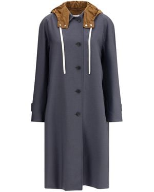 Miu Miu Hooded Long Coat - Blue