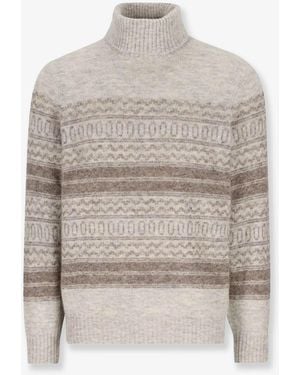 Brunello Cucinelli Nordic Jacquard Alpaca, Cashmere And Wool Blend Sweater - White