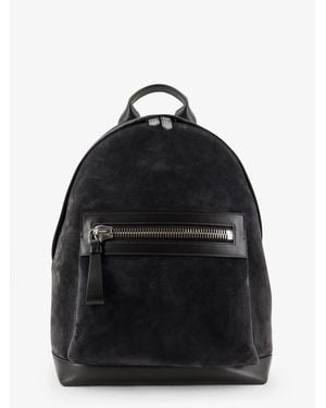Tom Ford Suede Backpack With Maxi Zip On The Front - Black
