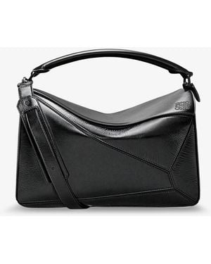 Loewe Puzzle Large Leather Bag - Black