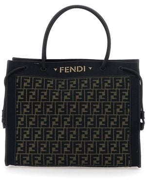 Fendi Shopping Bag With Logo Lettering On The Front An Drawstring - Black