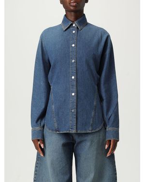 Alaïa Gathered Denim Shirt - Blue