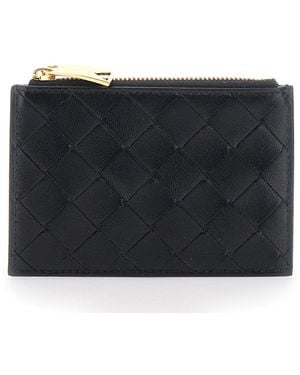 Bottega Veneta Zipped Card Case W. Gusset - Black