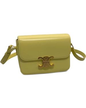 Celine Triomphe Teen Leather Crossbody Bag - Green