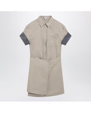 Loewe Short Cotton And Silk Wrap Dress - Natural