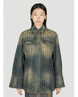 Blumarine Studded Denim Jacket - Green