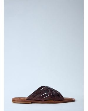 Miu Miu Woven Leather Sandals - Brown
