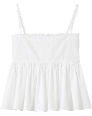 Jacquemus Square Neck Cotton Peplum Tank Top - White