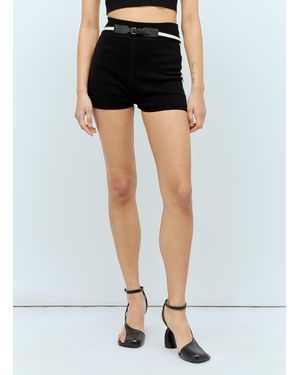 Max Mara Belted Cotton-Blend Knit Shorts - Black