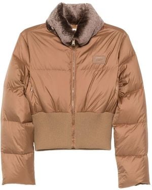 Fendi High Collar Zip Front Jacket - Brown