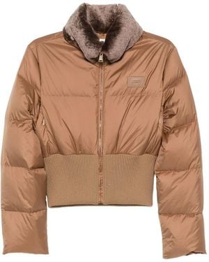 Fendi High Collar Zip Front Jacket - Brown