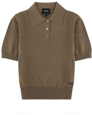A.P.C. Logo Shirt Collar Polo - Brown