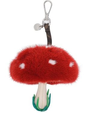 Fendi Mink Detail Mushroom Charm - Red