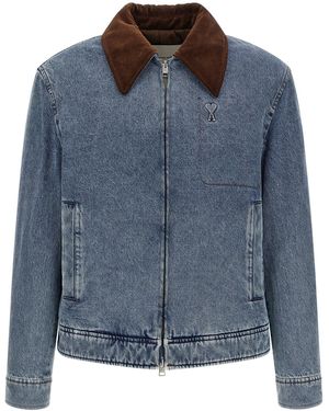 Ami Paris 'Ami De Cœur' Denim Jacket - Blue