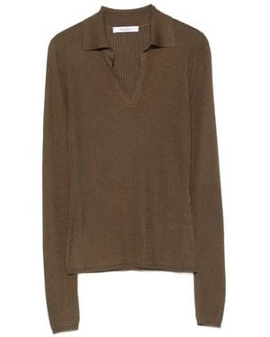 Max Mara Ribbed Polo-Style Sweater - Brown