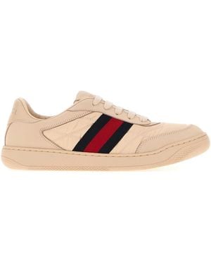 Gucci Light Leather And Fabric Screener Sneakers - Pink