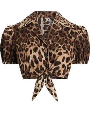 Dolce & Gabbana Dolce & Gabbana Leo Print Cotton Top - Brown