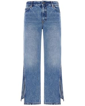 Loewe X Paula's Ibiza Denim Pants With Flared Leg And Side Slits - Blue
